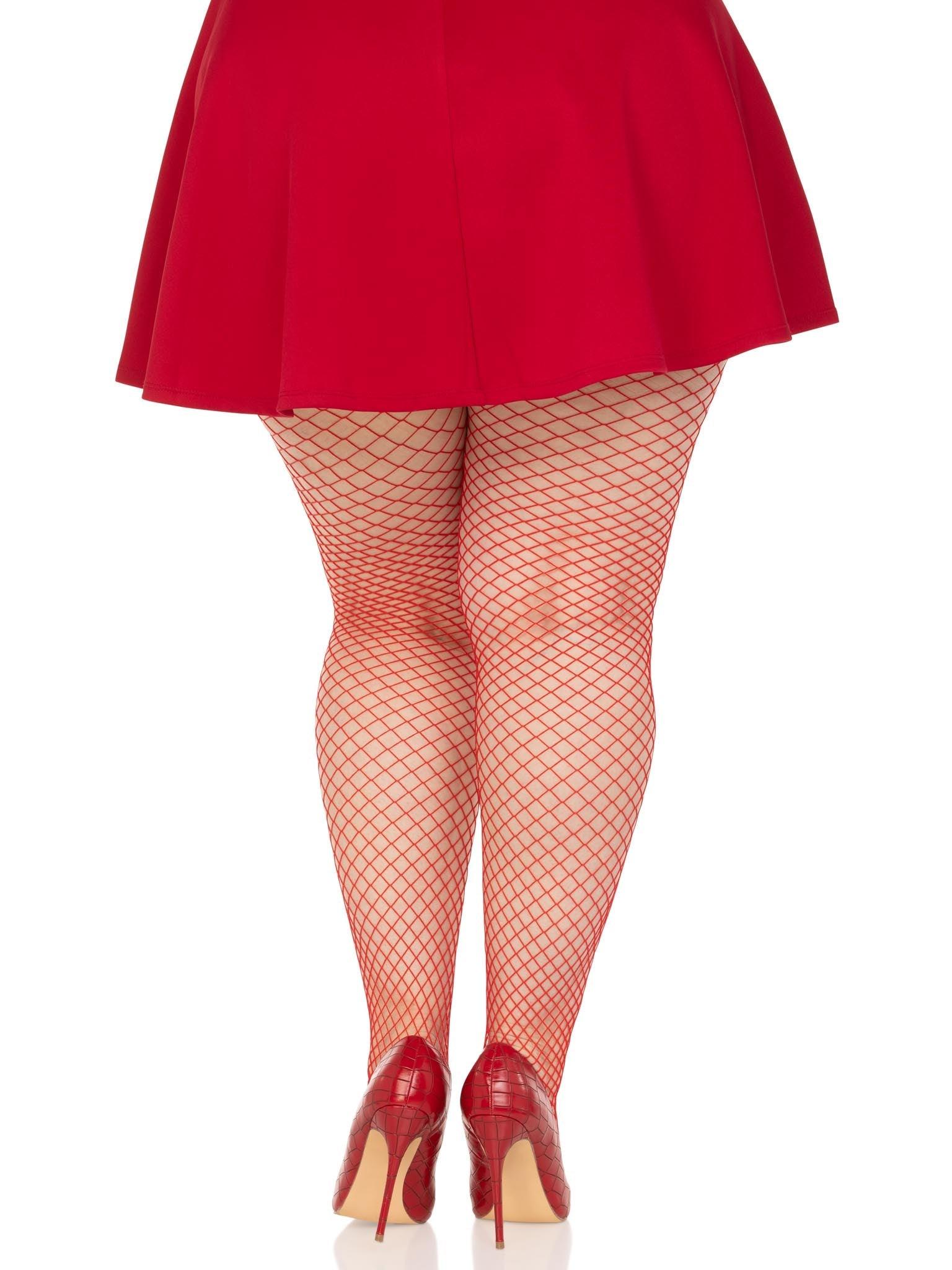 color_red | Plus Industrial Fishnet Tights
