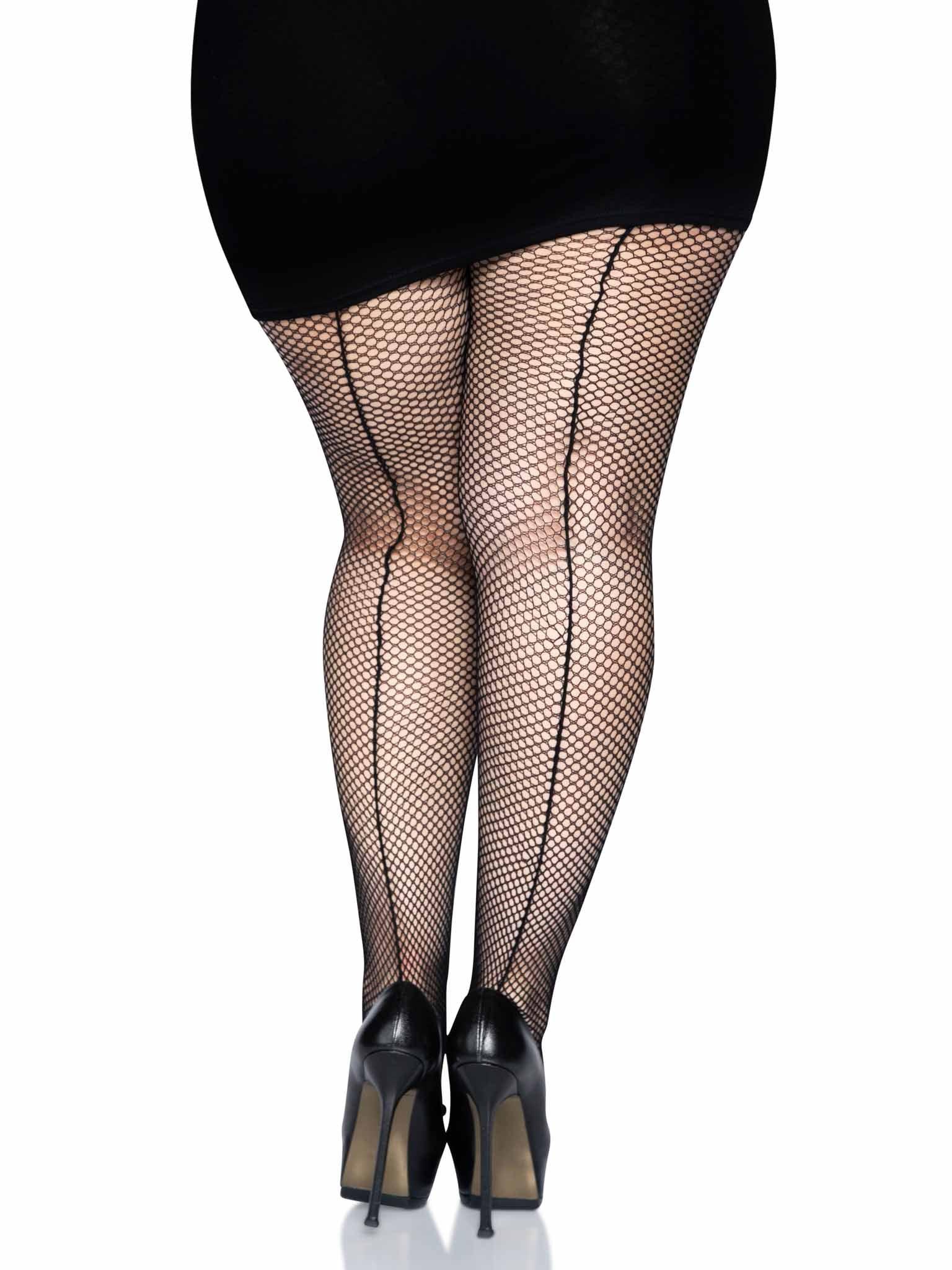 color_black | Leg Avenue Callie Plus Backseam Fishnet Tights