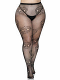 Leg Avenue Plus Size Lace Skull Fishnet Tights