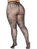 Leg Avenue Plus Size Lace Skull Fishnet Tights