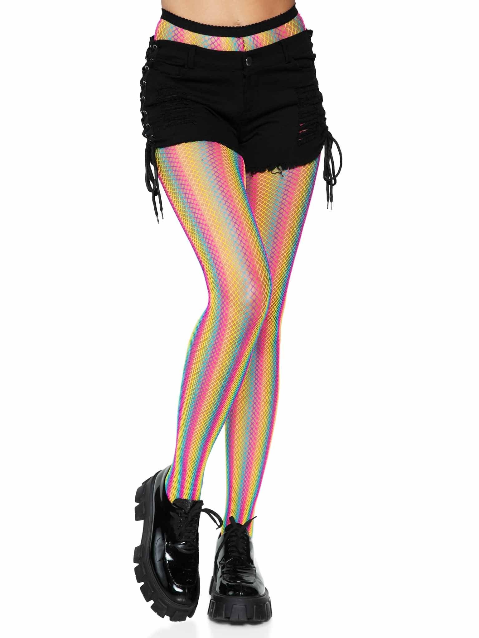 Leg Avenue Tay Rainbow Striped Fishnet Tights