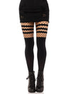 Leg Avenue Faux Thigh High Tights With Striped Fishnet Accent