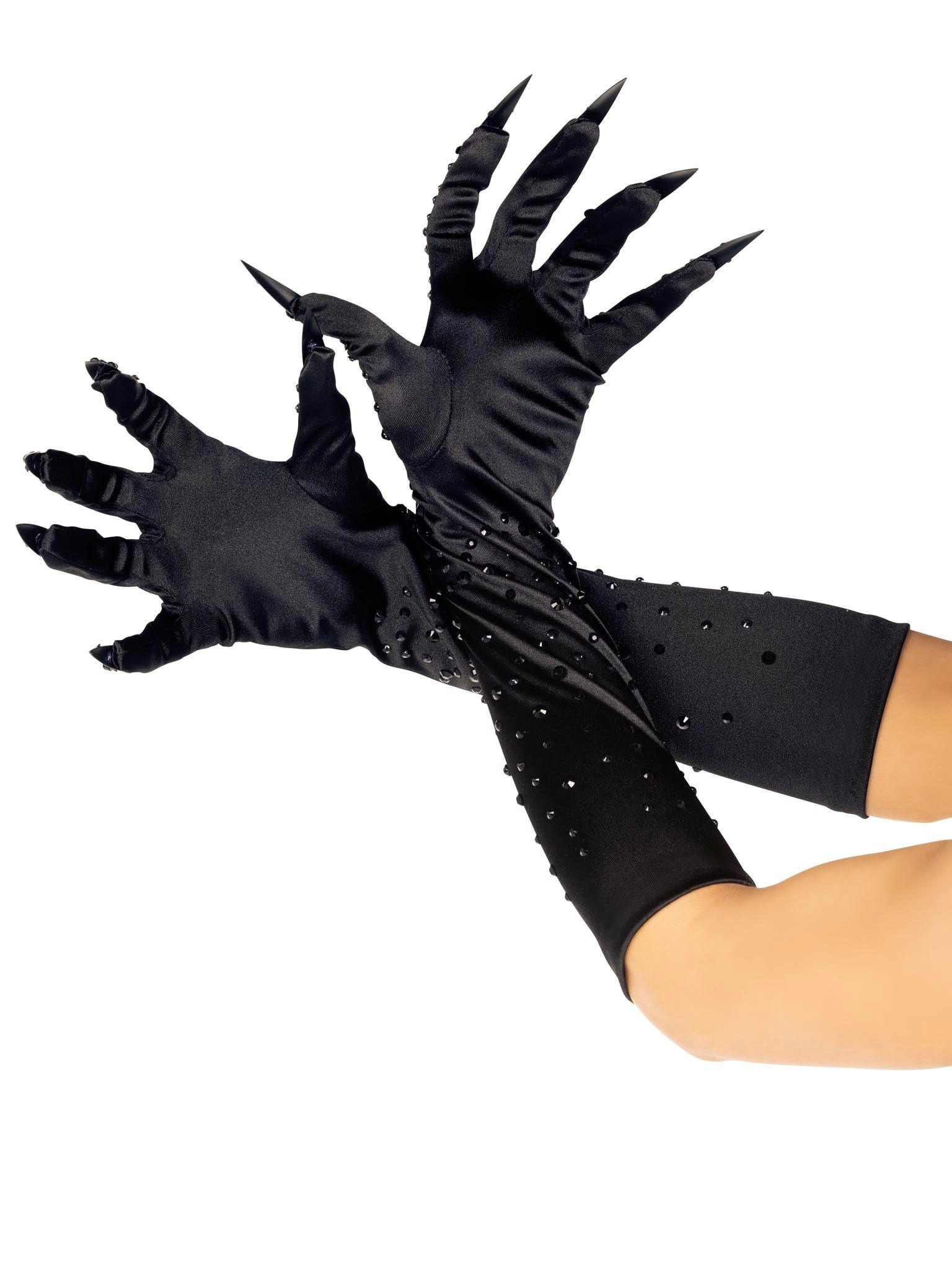 color_black | Leg Avenue Rhinestone Devil Claw Gloves