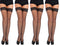 Leg Avenue Fishnet Thigh High Stockings with Stay Up Lace Top, 4-Pairs, Black