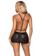 Leg Avenue Leather Look Halter Mini Dress with O-ring