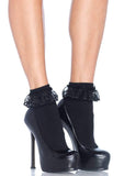 color_black | Leg Avenue Diem Lace Ruffle Anklet Socks