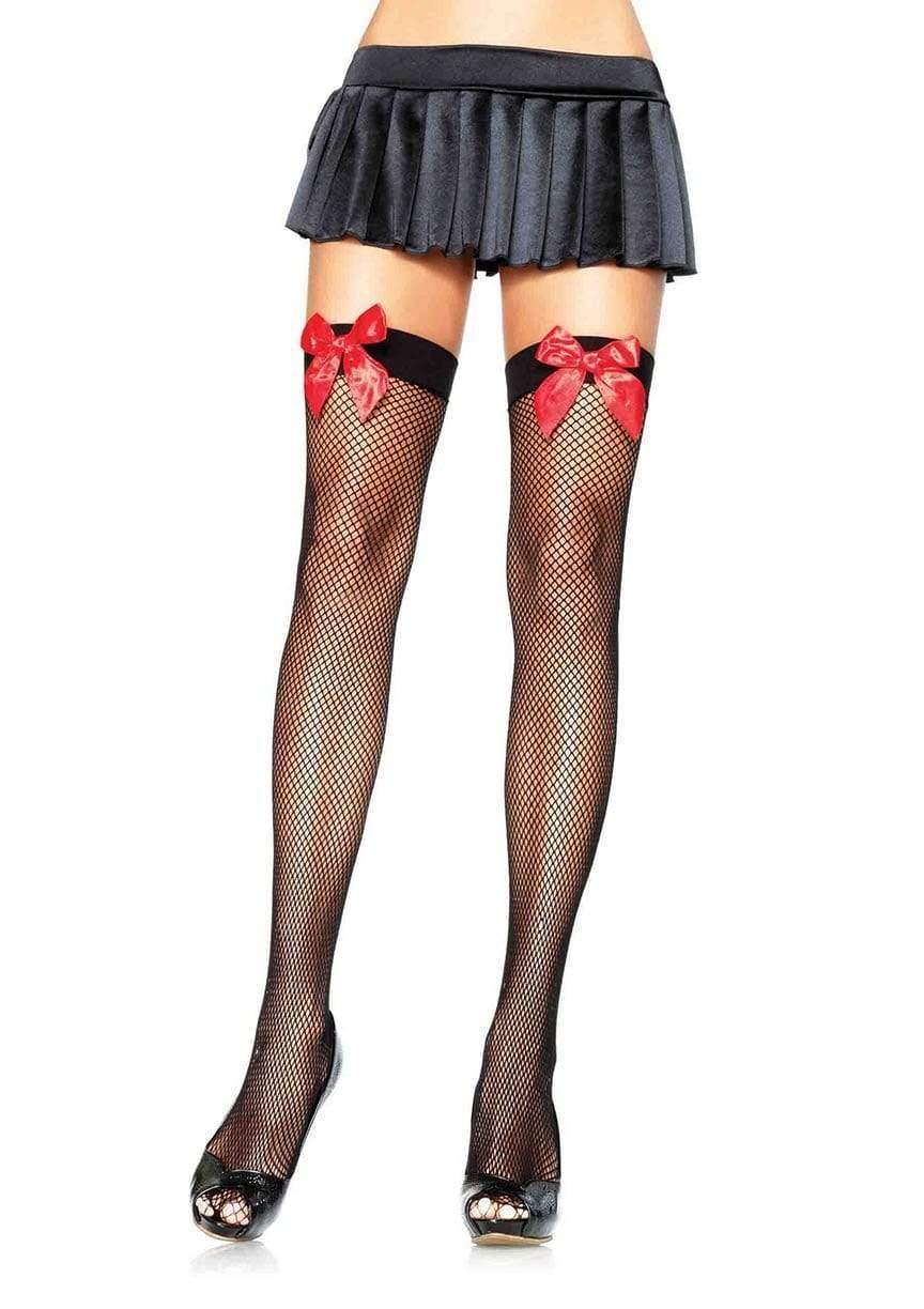color_black/red | Leg Avenue Josi Fishnet Thigh Highs