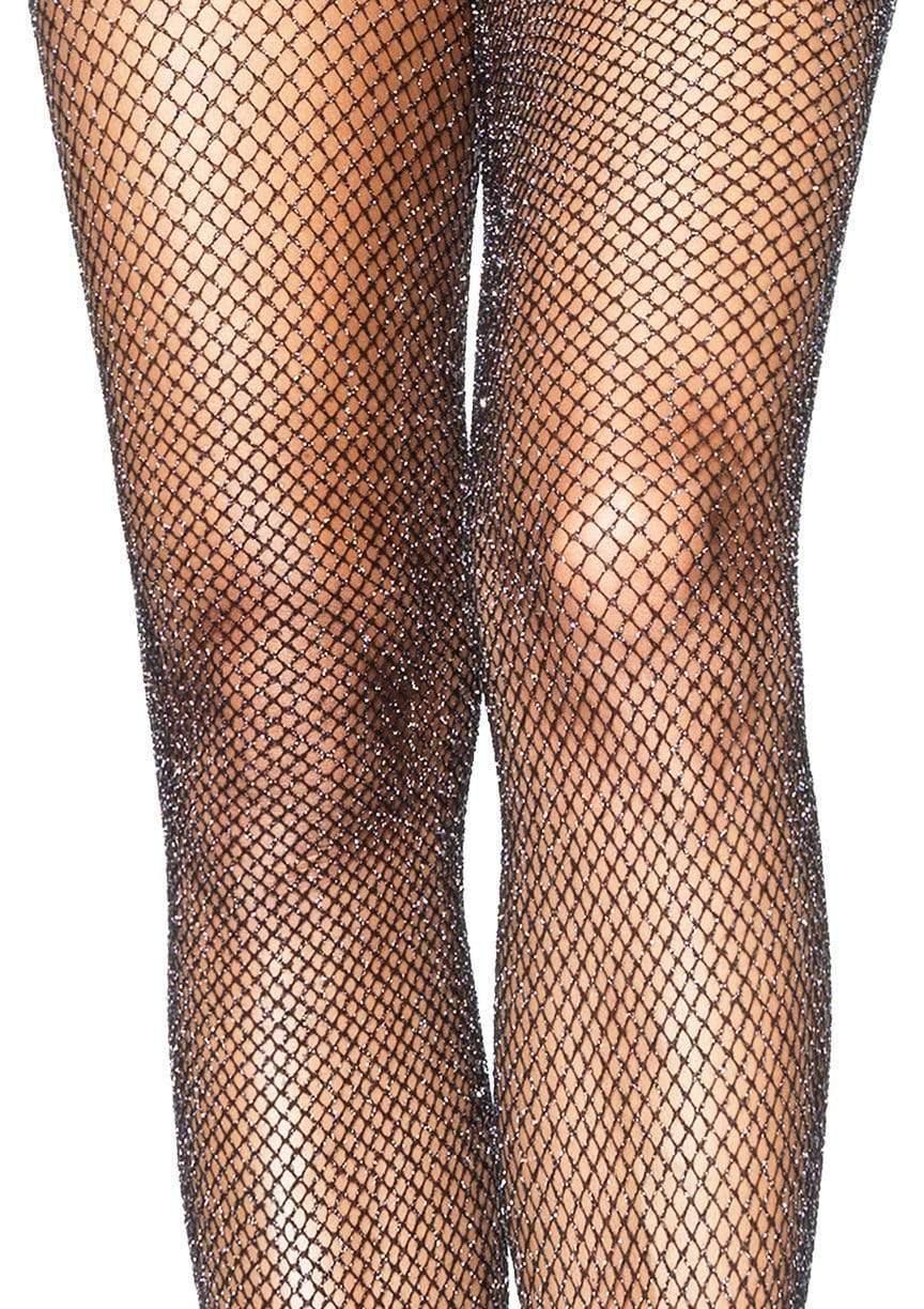 color_black/silver | Leg Avenue Paisley Glitter Fishnet Tights