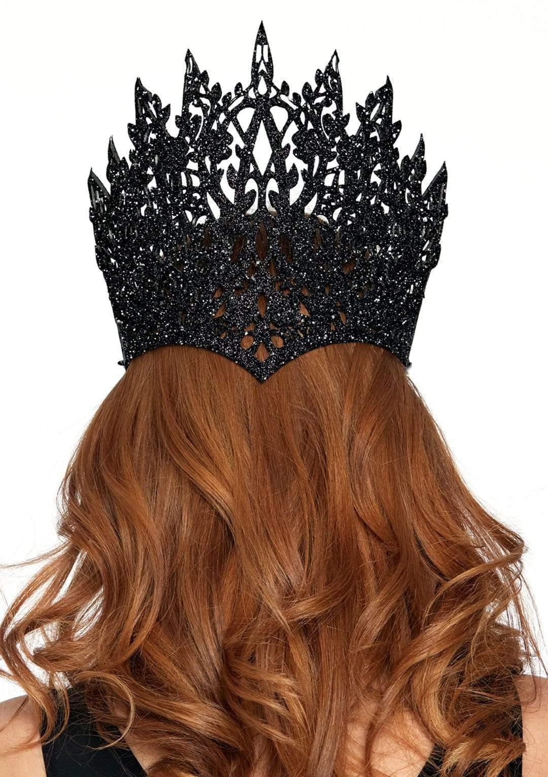 color_black | Leg Avenue Glitter Die Cut Royal Crown With Jewel Accent
