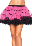 color_neon pink/black | Leg Avenue Layered Satin Striped Tulle Petticoat Skirt