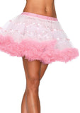 color_white/light pink | Leg Avenue Layered Satin Striped Tulle Petticoat Skirt