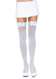 color_white | Leg Avenue Kay Plus Satin Bow Thigh Highs