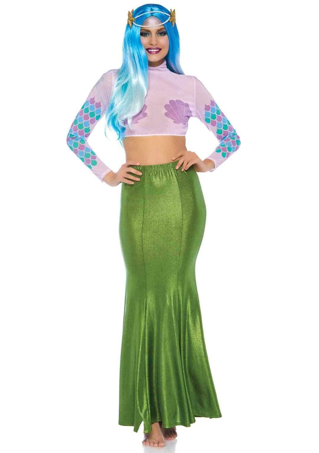 color_green | Leg Avenue Shimmer Spandex Mermaid Costume Maxi Skirt