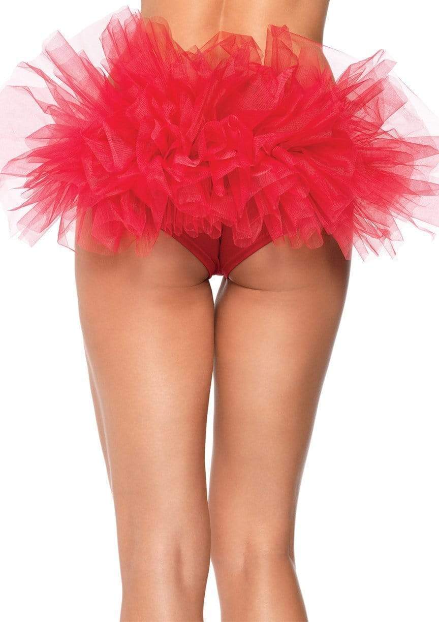 color_red | Leg Avenue Spandex Tanga Cheeky Boy Shorts With Tulle Ruffle Back