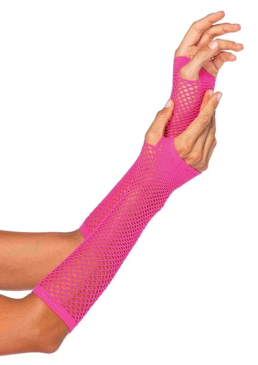 color_neon pink | Leg Avenue Triangle Net Fingerless Arm Warmer Gloves