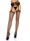 Leg Avenue Scalloped Top Industrial Net Stockings With Attached Garter