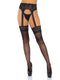 Leg Avenue Lace Top Opaque Stockings With Attached Garter Belt