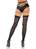 Leg Avenue Sheer Rhinestone Bow Back Seam Stocking