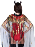 Leg Avenue Sheer Glitter Flame Devil Cape and Horns Costume Set