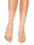 Leg Avenue Stars and Moons Embellished Tulle Anklet Socks