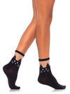 Leg Avenue Black Cat Opaque Anklets With Sheer Top