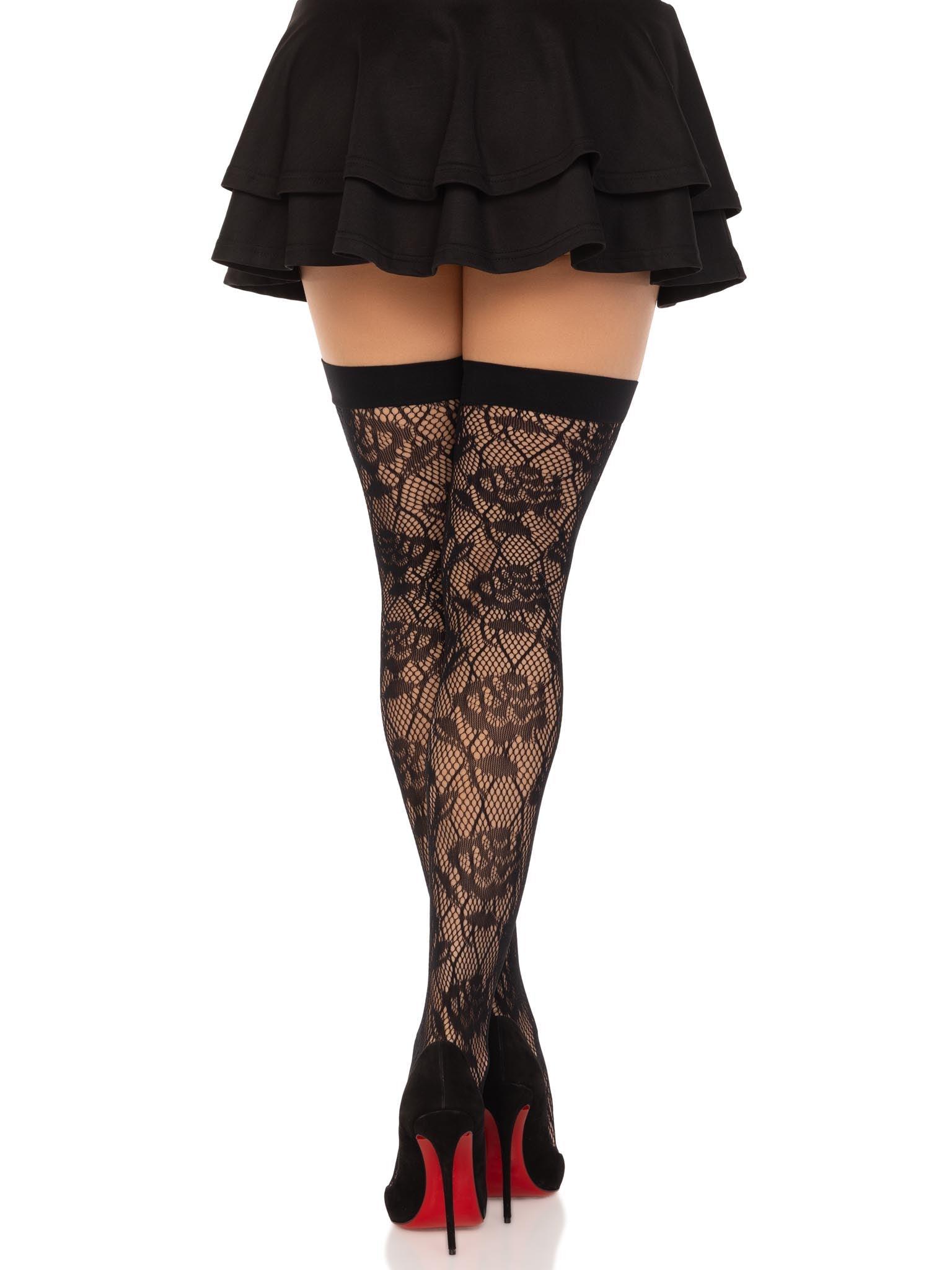 Leg Avenue Wild Rose Net Thigh Highs