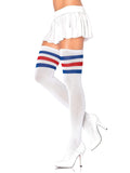 Leg Avenue 3-Stripe Athletic Ribbed Thigh High Socks