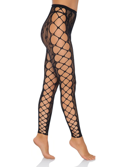 Leg Avenue Leopard Lace Footless Crotchless Tights