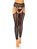 Leg Avenue Striped Lace Footless Stockings With Attached Garter