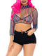 Leg Avenue 3-Piece Striped Fishnet Crop Top & G String Panty Set