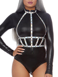 Leg Avenue Holographic Iridescent Studded Vinyl Body Harness