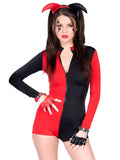 Leg Avenue Zipper Front Two Tone Harlequin Romper Costume