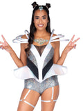 Leg Avenue Space Cadet Metallic Romper Costume Dress