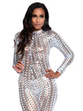 Leg Avenue Laser Cut Metallic Festival Catsuit