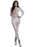 Leg Avenue Laser Cut Metallic Festival Catsuit