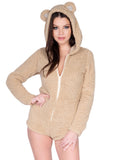 Leg Avenue Teddy Bear Ultra Soft Bodysuit With Ear Hood