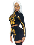 Leg Avenue Golden Skeleton Crop Top and Skirt