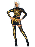 Leg Avenue Golden Skeleton Crop Top and Skirt