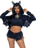 Leg Avenue Bat Cropped Hoodie With Wings