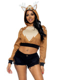 Leg Avenue Fawn Cropped Hoodie With Antler