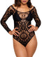 Leg Avenue Crochet Lace Long Sleeved Teddy With Snap Crotch