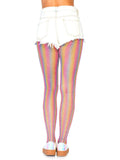 Leg Avenue Lurex Shimmer Rainbow Striped Fishnet Tights