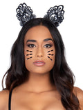 Leg Avenue Venice Lace Cat Ears Headband With Organza Bows