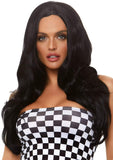 Leg Avenue 27" Long Wavy Center Part Black Costume Wig