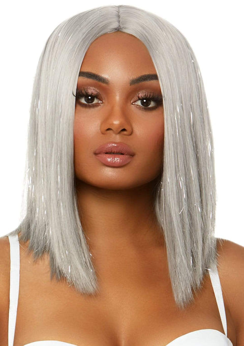 Leg Avenue 15" Center Part Long Straight Bob Costume Wig With Tinsel