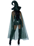 Leg Avenue Glitter Moon Cape and Witch Hat Costume Set