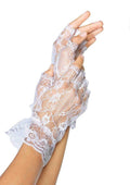 Leg Avenue Wrist Length Fingerless Lace Gloves With Ruffle