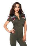 Leg Avenue Top Gun Flight Suit spandex catsuit with changeable name badges