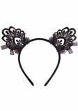 Leg Avenue Venice Lace Cat Ears Headband With Organza Bows